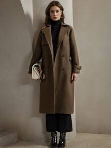 Anewsta 女士休闲宽松翻领棕色夹克外套，适合秋冬季穿着 - 棕色 - 查看 6