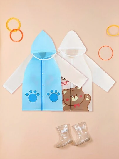 Söt djurtryck vattentät regnkappa för utomhusaktiviteter och skola, för pojkar