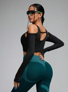 Innovista Sexy Solid Color Breathable Tees Sweatshirt,Workout Gym Daily ,Basic T Shirt,Workout Tops,Y2k,Gym Top,Party,Lady,Music Festival,Going Out Tops,Fall Winter Women Outfit,Black Tees