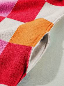 Acelitt 女士彩色格子撞色可爱休闲宽松长袖开衫，秋冬 - 彩色 - 查看 4