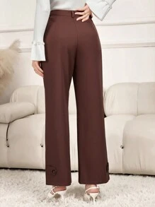 Mulvari Women's Korean Style High Waisted Loose Wide Leg Pants