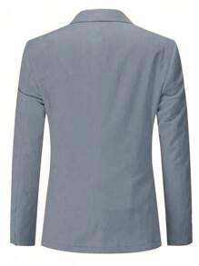 1pc Men's Solid Color Front Button Casual Versatile Long Sleeve Blazer - Grey - View 2