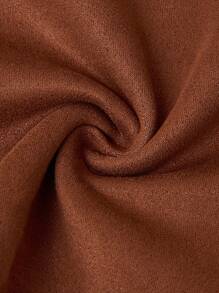 SHEIN LUNE Damen Fleecejacke aus Veloursleder in Unifarbe , Große Größen, für den Herbst