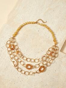 SHEIN Collier à chaîne de style vintage minimaliste avec détails décoratifs, design - Or jaune - Voir 1