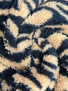 Calvaya Plus Size All-Over Print Winter Casual Long Sleeve Fluffy Jacket - Brown - View 9