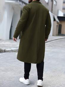 Manfinity Mode Cappotto invernale casual da uomo a doppio petto, a tinta unita, per l autunno / inverno