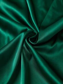 SHEIN Unity Plus Size Women Elegant Solid Color Draped Collar Flared Cuff Asymmetric Hem Blouse, Autumn - Dark Green - View 6