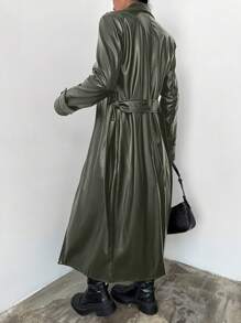 EURMUSE Lapel Neck Belted Trench Coat