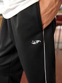 Manfinity Sport Corelite Quần Jogger Thể Thao Sọc Hai Bên Lưng Thun Co Giãn Phong Cách Bạn Trai Cho Nam Mùa Thu - màu đen - Xem 3