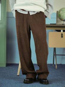 DAZY Pantalon homme casual de couleur unie, style minimaliste, polyvalent pour le port quotidien en automne - Tabac - Voir 8