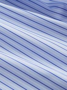 SHEIN MOD Plus Size Vintage Striped Puff Sleeve Bow Decor Cute Dress For Women, For Summer,Graduation Dress - Blue - View 4