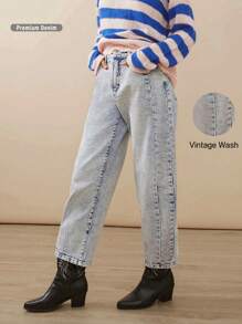 WESTFADE Premium Denim Stretch Barrel Leg 99% Cotton Ankle Jeans