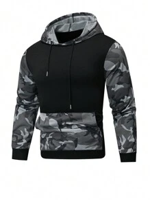 Manfinity Homme Áo hoodie thường ngày in họa tiết rằn ri cỡ lớn có túi cho nam, tay dài - Nhiều màu - Xem 1