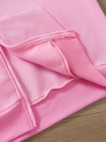 Manfinity LEGND Plus Size Heren Casual Letter Print Zip-Up Capuchon Fleece Sweatshirt, Herfst/Winter