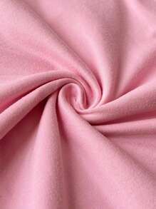 Flirla Pink Oversized Scoop Neck Ruffle Trim Cropped Hem T-Shirt Undershirt, Long Sleeve