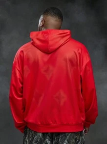 Manfinity VCAY Plus Size Men Red Loose Fit Long Sleeve Letter Printed Hoodie Sweater