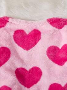 Tween Girl Heart Pattern Jacket With Black Belt And Furry Hat, Autumn/Winter - Multicolor - View 8