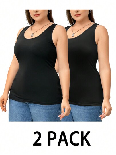 SHEIN Essnce Plus Size Camisole Drinking Tank Top, Damski czarny top, 2 części, Top podstawowy, Hollowed Costumes Seksowne stroje damskie Wyjściowe topy, Dwuczęściowe stroje jesienne Jesienne ubrania Krzywa, Damski sweter kamizelka