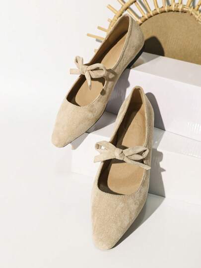 CUCCOO CHICEST 2024 Spring Autumn New Arrival Bow Decor Solid Color Pointed Toe Casual Flats Spring Shoes Spring Break Easter For Christmas Elegant Shoes