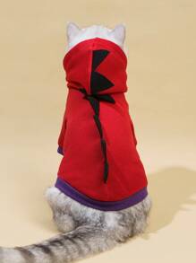 PETSIN 1pc Red Cute Dinosaur Cosplay Design Pet Hoodie For Cats & Dogs - Multicolor - View 5
