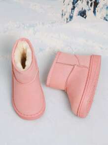 1 Pair Kids Snow Boots, Warm Plush Lining, Comfortable & Fashionable Children Shoes For Winter - Pink - View 4