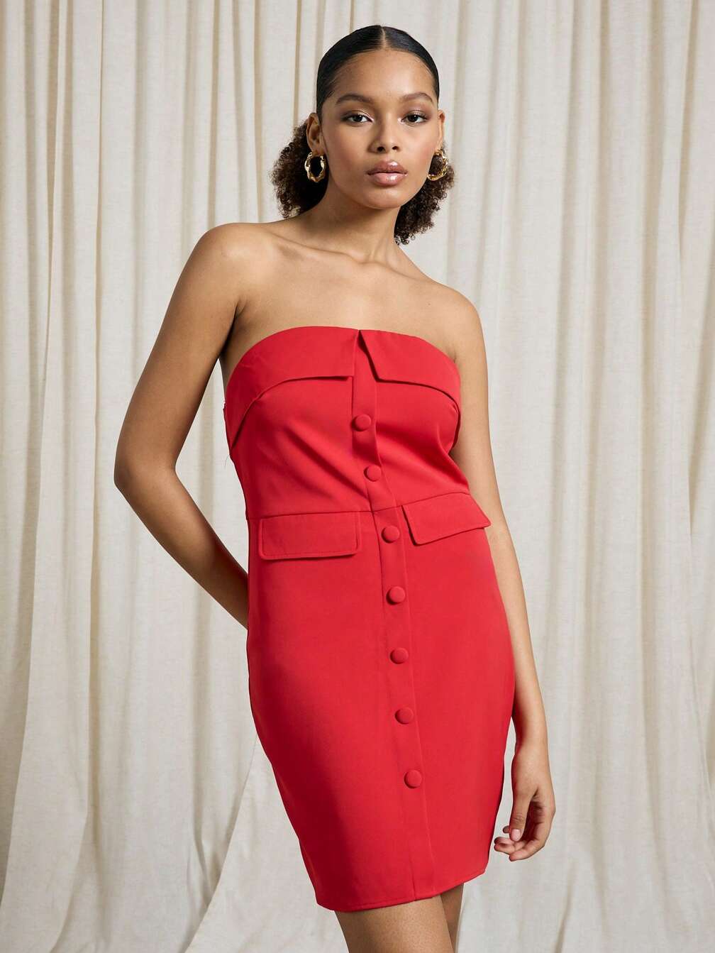 red bandeau mini dress Mesh Bandeau Mini Dress in Red
