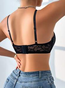 Sexy Black Lace 2 In 1 Women's Lingerie Bra Set - Black - View 2