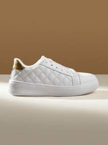 CUCCOO EASI 女士休闲滑板运动鞋，白色时尚百搭鞋 - 白色 - 查看 1