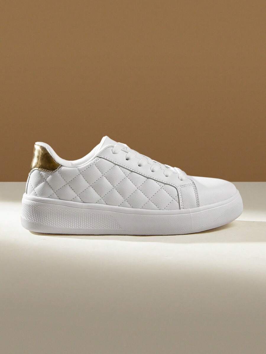 CUCCOO EASI 女士休闲滑板运动鞋，白色时尚百搭鞋 - 白色 - 查看 1