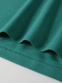 Manfinity Homme Men's Casual Versatile Striped Ribbon Detail Short Sleeve Polo Shirt - Green - View 5