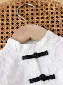 Baby & Baby Boy Chinese Style Button Jacquard Textured Fabric Long Sleeve Jacket, Suitable For Gatherings And Everyday Wear