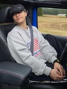 DAZY 1pc Men Letter Graphic Print Pullover Sweatshirt, Autumn - Grey - View 8