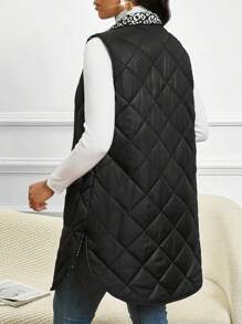 SHEIN Lady 女士休闲黑色无袖冬季外套 - 黑色 - 查看 2