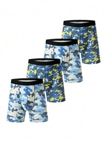 4pcs Pack Men's Camouflage Print Boxer Briefs - Multicolor - View 1