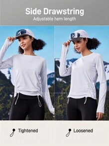 In My Nature In My Nature Outdoor High Elastic Soft Drawstring Women Long Sleeve Purple Top T-Shirt For City Commuting, Camping And Hiking
