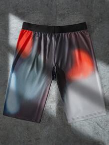 Manfinity Sport Corelite Boyfriend Style Men's Summer Fashionable Breathable Contrast Color Stretchy Sports Tight Pants, Suitable For Workout