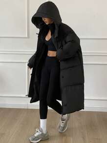 DAZY Women Casual Flap Pocket Hooded Long Padded Padded Coat, Winter ,Winter Women Clothes,Winter Coat Women