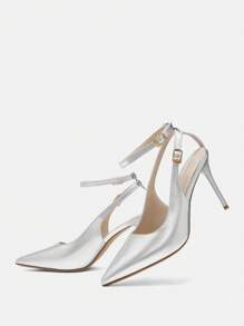 CUCCOO BIZCHIC Zapatos de tacón alto con puntera metálica y puntiaguda para mujer