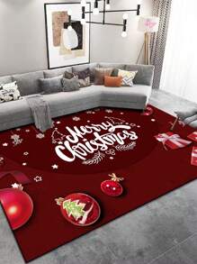 1 块圣诞地毯，冬季家居装饰可洗地毯，适用于客厅、餐厅、卧室、厨房、走廊、办公室，易于清洁的防滑圣诞地毯