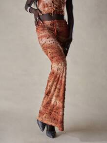 MISSGUIDED Distressed Maxi Skirt With Drawstring - Rust Brown - View 5