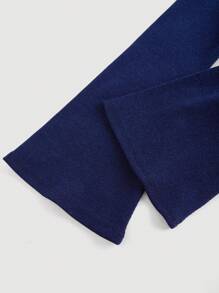 SHEIN MOD Women Denim Jacket, Round Neck, Bodycon Cropped, Bow Tie Detail, Flare Sleeve, Blue - Dark Wash - View 3