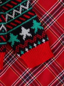 Áo len dài tay màu đen họa tiết khủng long Shetland và ông già Noel dành cho bé trai tuổi teen, thời trang Giáng sinh, mùa thu/đông - Áo đôi bố con (3 món bán riêng lẻ) - màu đen - Xem 5