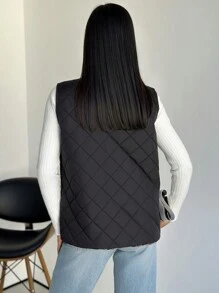 SHEIN Privé 双面黑色豹纹保暖内衬背心/夹克，冬季外套 - 彩色 - 查看 4