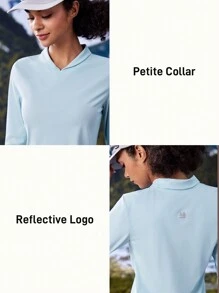 In My Nature Maglietta a maniche lunghe con collo morbido e alta elasticità da donna, adatta per campeggio, trekking, pendolarismo in città, colore blu - Blu - Visualizzare 5