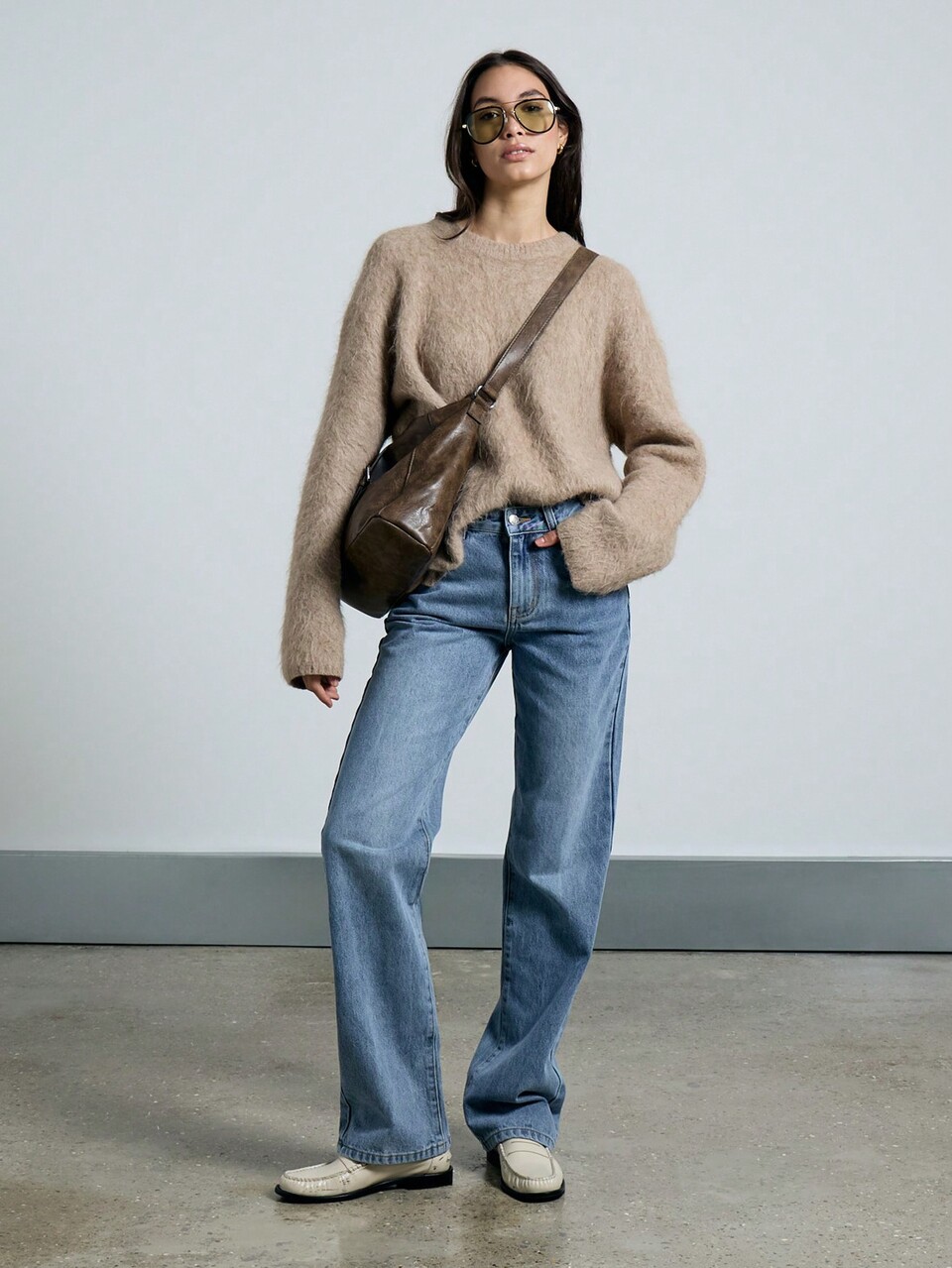 AiiRZ Chain Detail Loose Straight Leg Jeans