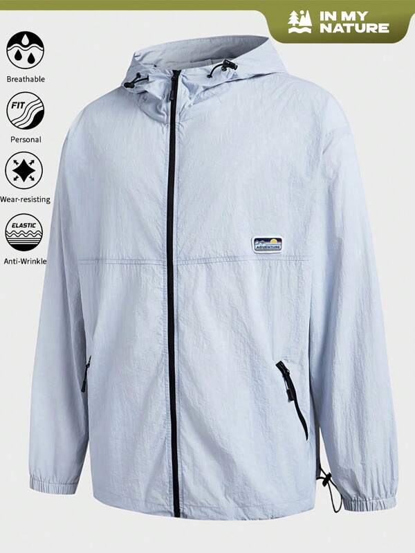 In My Nature Herren Leichte Jacke mit Sonnenschutz, Kapuze und Kordelzug-Detail
