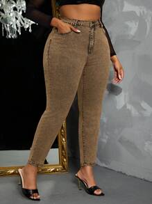 SHEIN SXY Plus Size Stretchy Denim Black Skinny Jeggings - Ginger - View 7