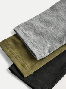 SHEIN Set de 3 blusas de punto de manga larga con cuello en V de unicolor, como capa base casual para niñas preadolescentes en otoño e invierno - Verde militar - Ver 10