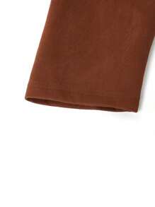 SHEIN LUNE Damen Fleecejacke aus Veloursleder in Unifarbe , Große Größen, für den Herbst