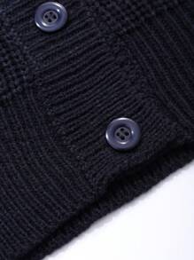 FRIFUL 1 件女式素色纽扣前长袖休闲上衣，秋季服装 - 藏蓝色 - 查看 7